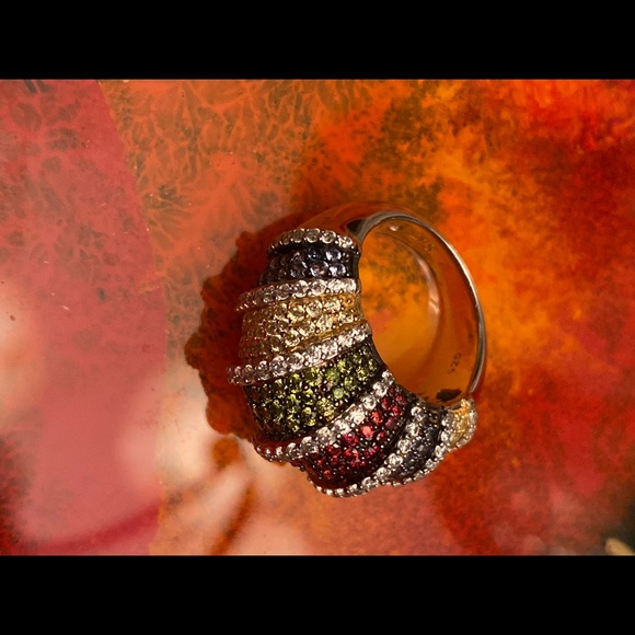 Suzy Levian Multi color Sterling Silver Ring Gorgeous! Perfect Holiday gift! - Picture 9 of 15
